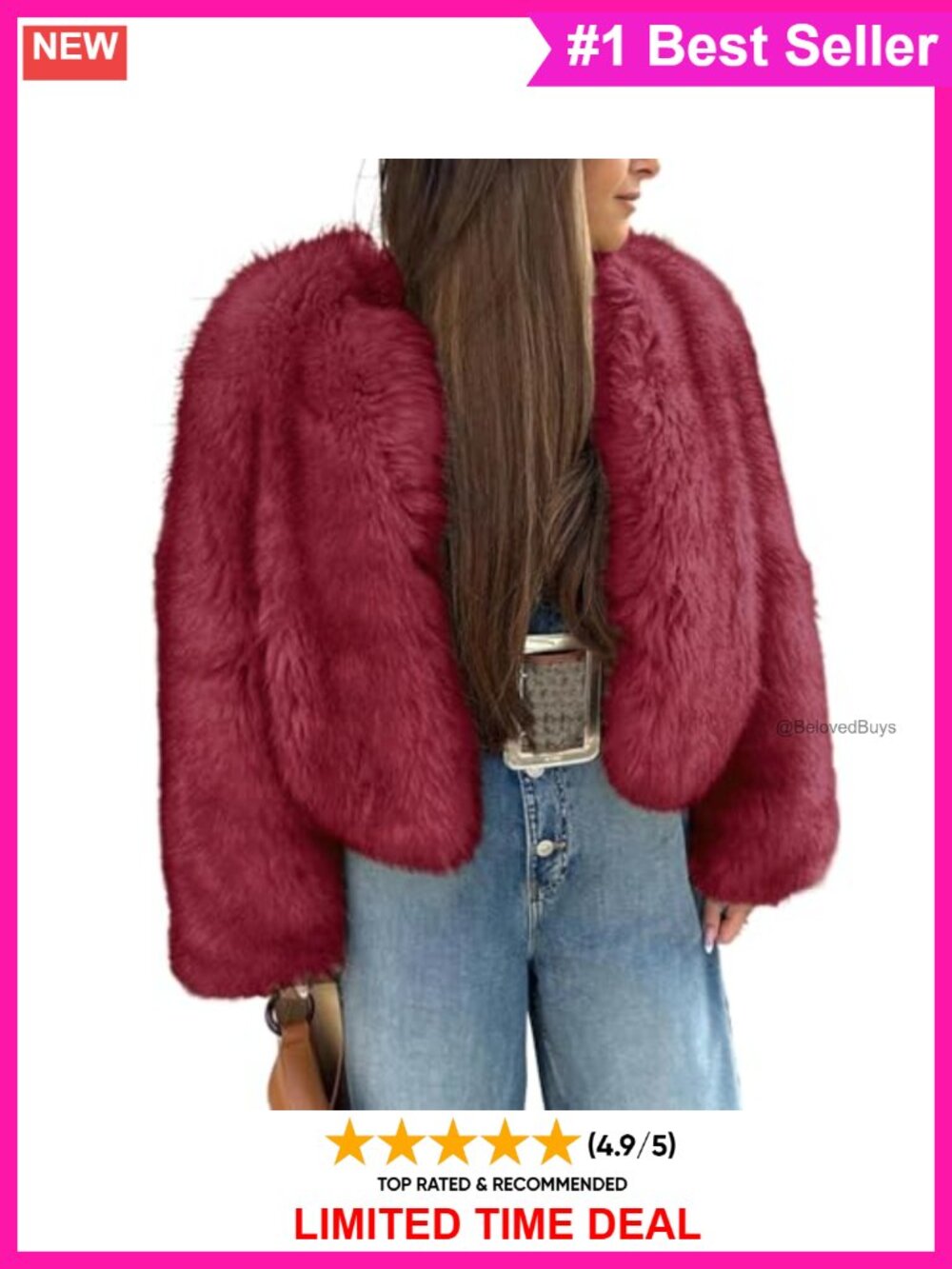 Faux Fur Coat Womens Long Sleeve Open Front Loose Fit Fuzzy Outerwear